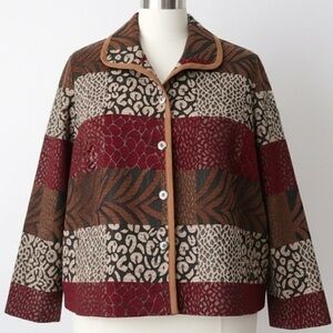 White Stag VTG 90s Mixed Print Fall Earth Tone Tapestry Statement Jacket Size 2X